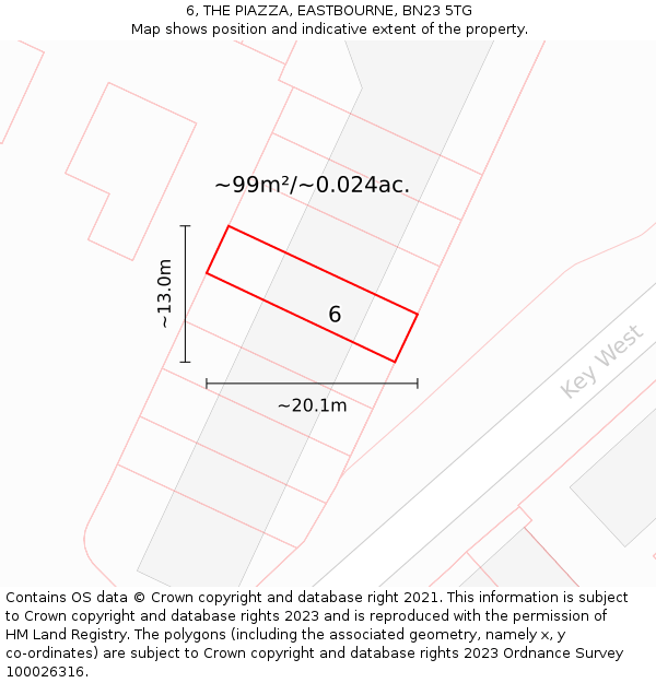 6, THE PIAZZA, EASTBOURNE, BN23 5TG: Plot and title map