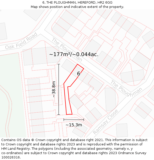 6, THE PLOUGHMAN, HEREFORD, HR2 6GG: Plot and title map