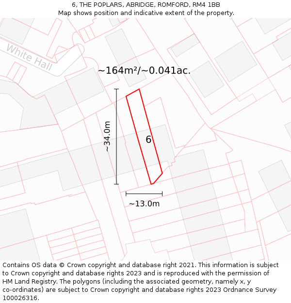 6, THE POPLARS, ABRIDGE, ROMFORD, RM4 1BB: Plot and title map