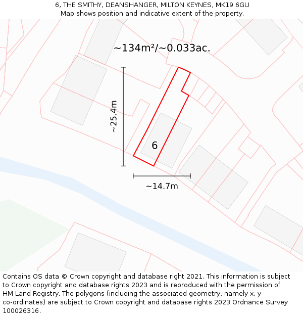 6, THE SMITHY, DEANSHANGER, MILTON KEYNES, MK19 6GU: Plot and title map