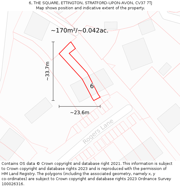 6, THE SQUARE, ETTINGTON, STRATFORD-UPON-AVON, CV37 7TJ: Plot and title map
