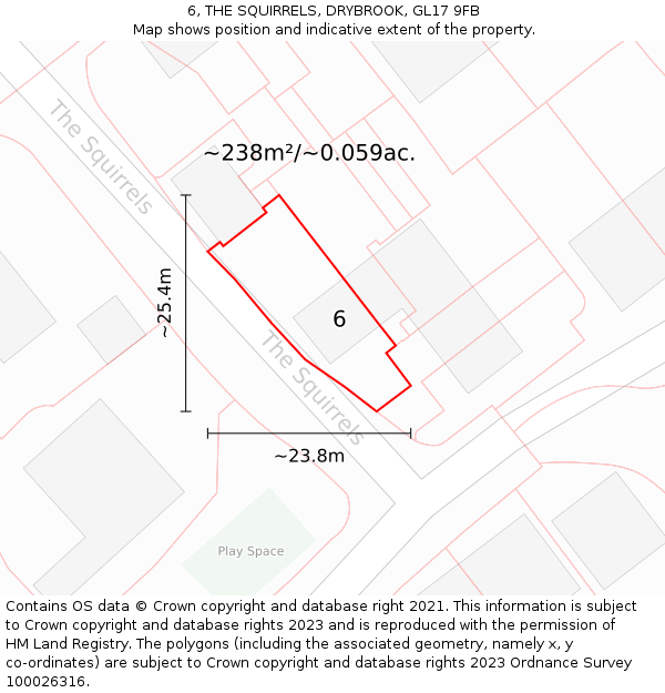 6, THE SQUIRRELS, DRYBROOK, GL17 9FB: Plot and title map