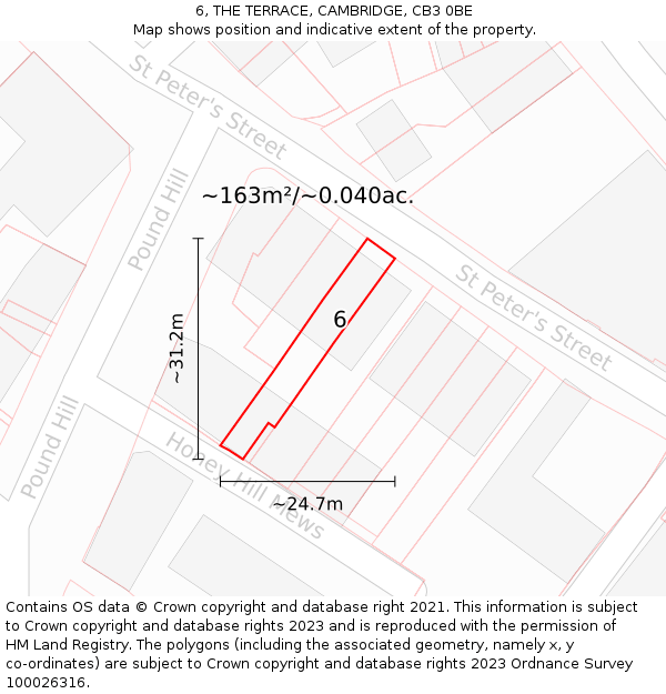 6, THE TERRACE, CAMBRIDGE, CB3 0BE: Plot and title map