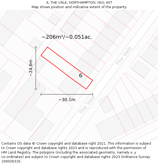 6, THE VALE, NORTHAMPTON, NN1 4ST: Plot and title map