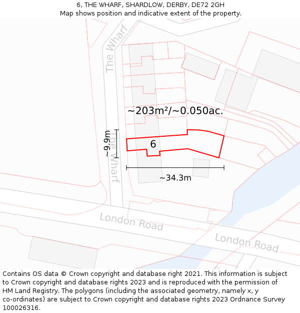 6, THE WHARF, SHARDLOW, DERBY, DE72 2GH: Plot and title map
