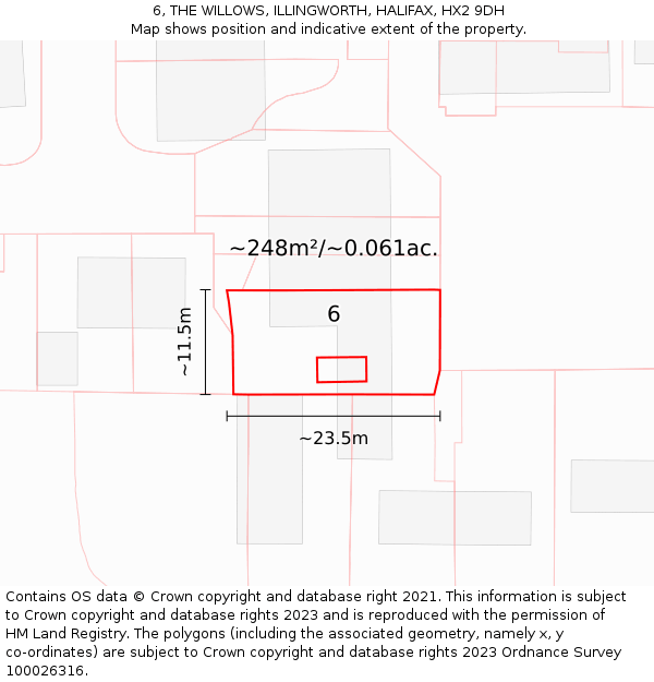 6, THE WILLOWS, ILLINGWORTH, HALIFAX, HX2 9DH: Plot and title map