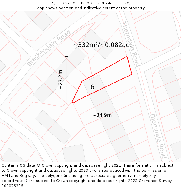 6, THORNDALE ROAD, DURHAM, DH1 2AJ: Plot and title map