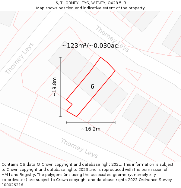 6, THORNEY LEYS, WITNEY, OX28 5LR: Plot and title map