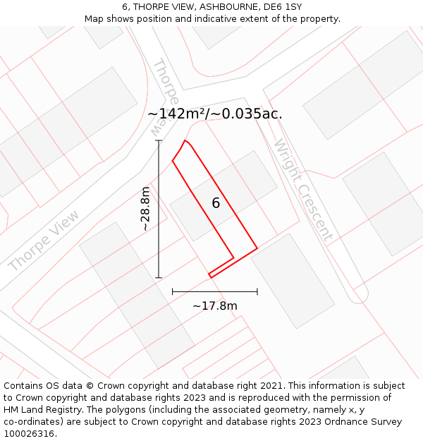 6, THORPE VIEW, ASHBOURNE, DE6 1SY: Plot and title map