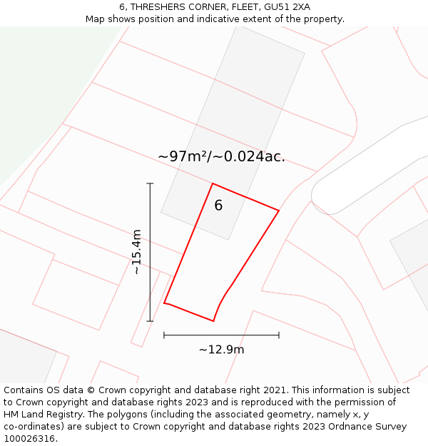 6, THRESHERS CORNER, FLEET, GU51 2XA: Plot and title map