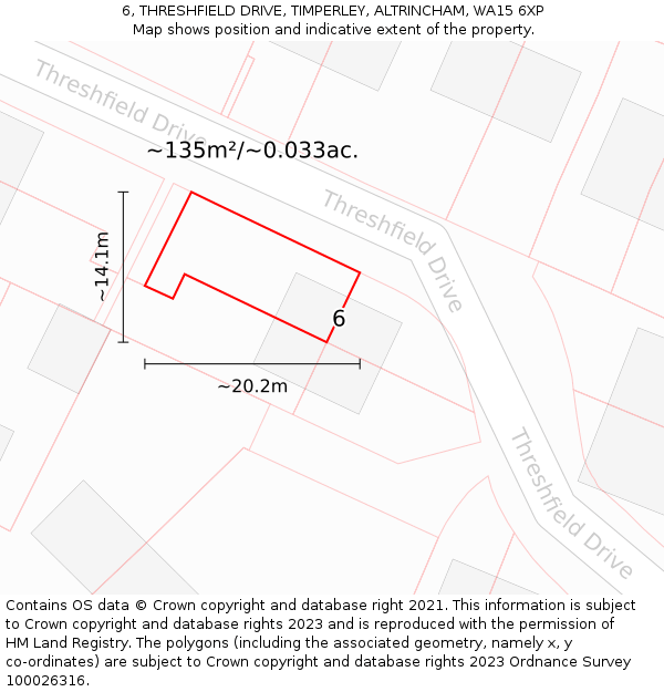 6, THRESHFIELD DRIVE, TIMPERLEY, ALTRINCHAM, WA15 6XP: Plot and title map