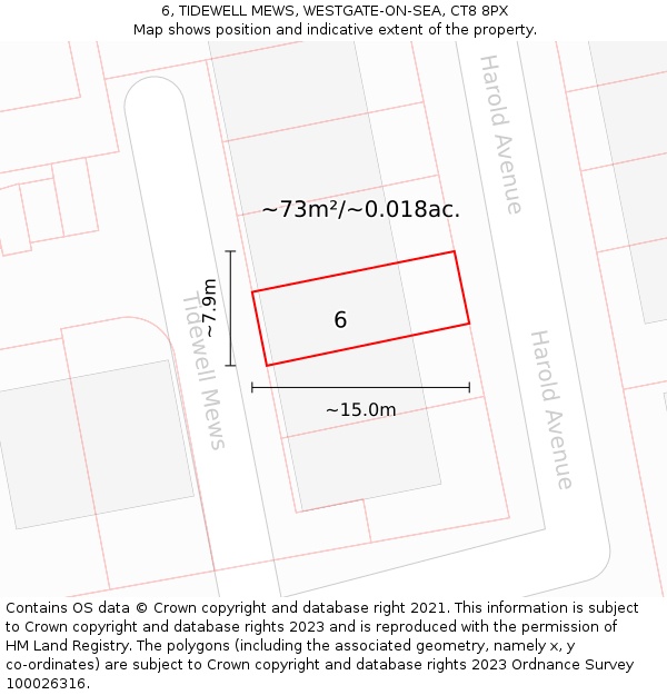 6, TIDEWELL MEWS, WESTGATE-ON-SEA, CT8 8PX: Plot and title map