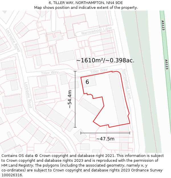 6, TILLER WAY, NORTHAMPTON, NN4 9DE: Plot and title map