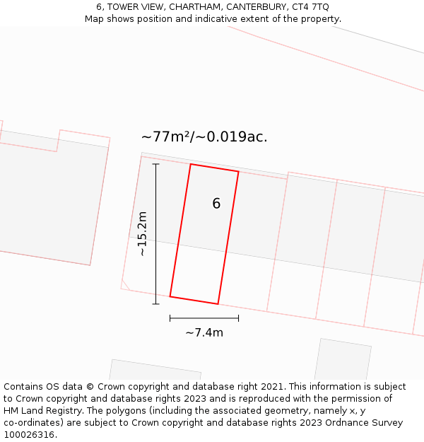 6, TOWER VIEW, CHARTHAM, CANTERBURY, CT4 7TQ: Plot and title map