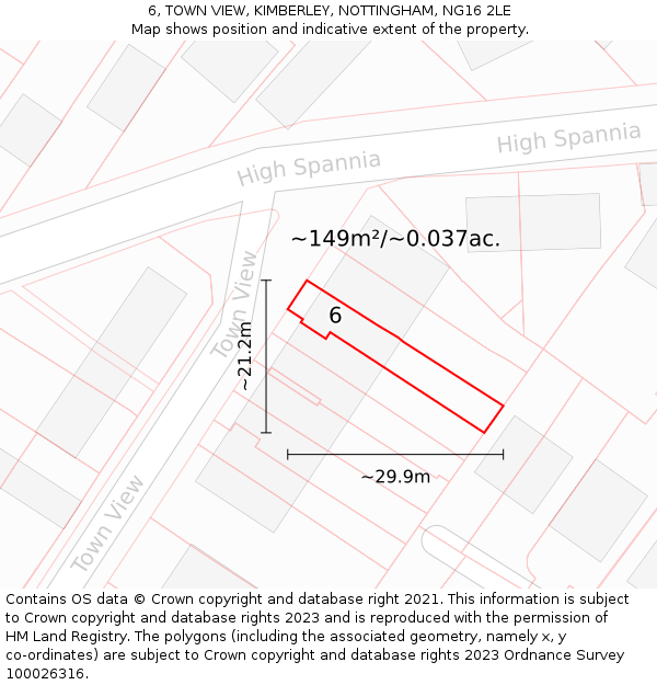 6, TOWN VIEW, KIMBERLEY, NOTTINGHAM, NG16 2LE: Plot and title map