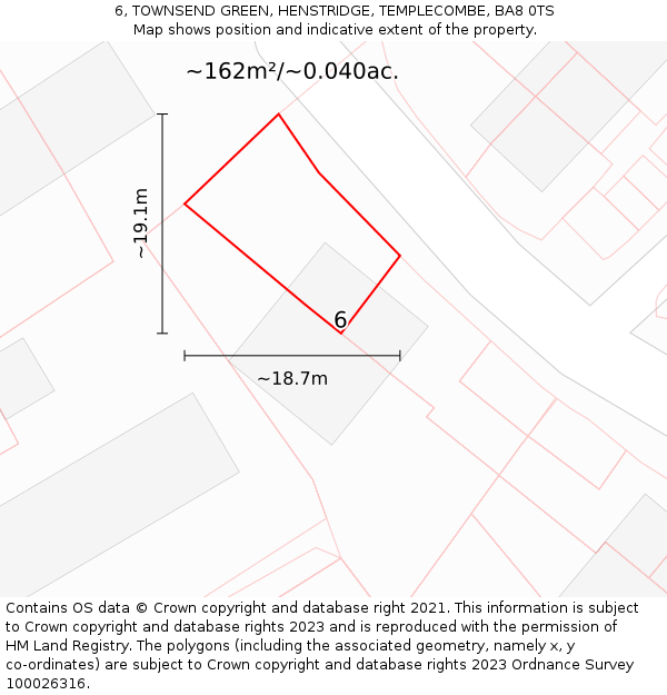 6, TOWNSEND GREEN, HENSTRIDGE, TEMPLECOMBE, BA8 0TS: Plot and title map
