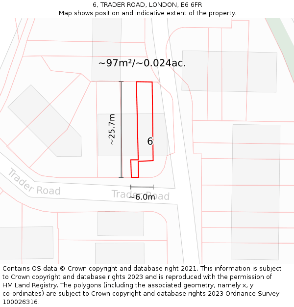 6, TRADER ROAD, LONDON, E6 6FR: Plot and title map