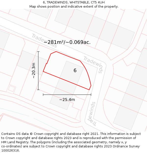 6, TRADEWINDS, WHITSTABLE, CT5 4UH: Plot and title map