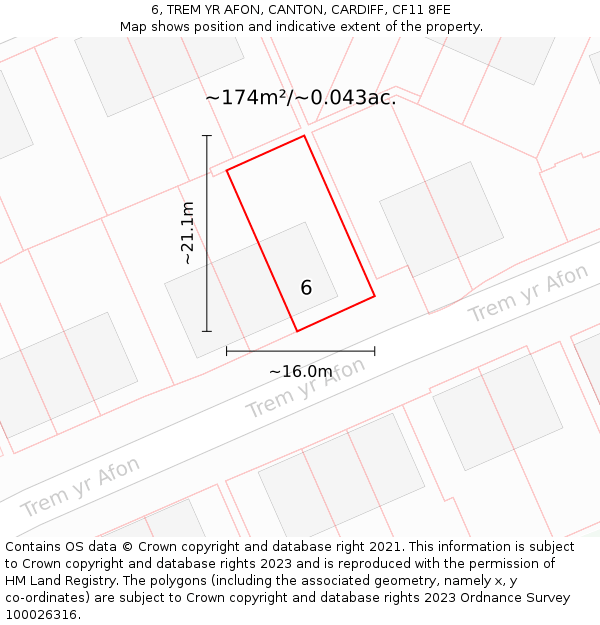 6, TREM YR AFON, CANTON, CARDIFF, CF11 8FE: Plot and title map