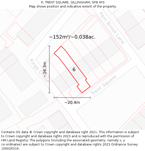 6, TRENT SQUARE, GILLINGHAM, SP8 4FS: Plot and title map