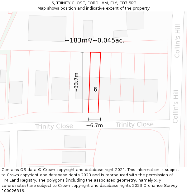 6, TRINITY CLOSE, FORDHAM, ELY, CB7 5PB: Plot and title map