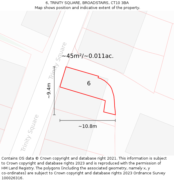6, TRINITY SQUARE, BROADSTAIRS, CT10 3BA: Plot and title map