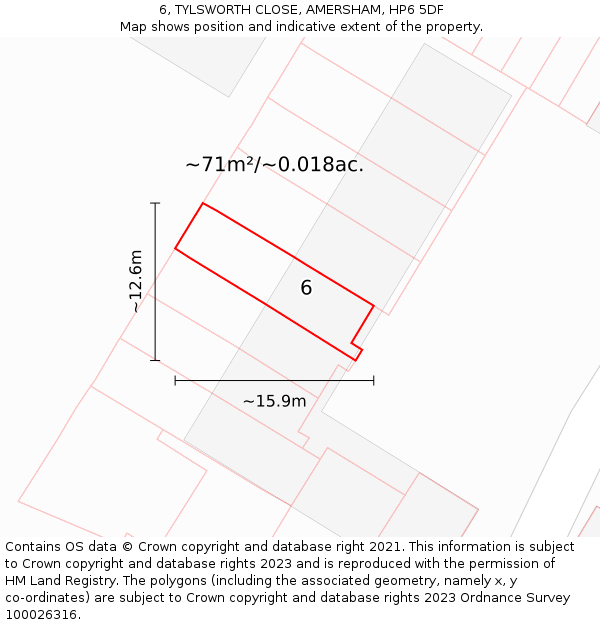 6, TYLSWORTH CLOSE, AMERSHAM, HP6 5DF: Plot and title map