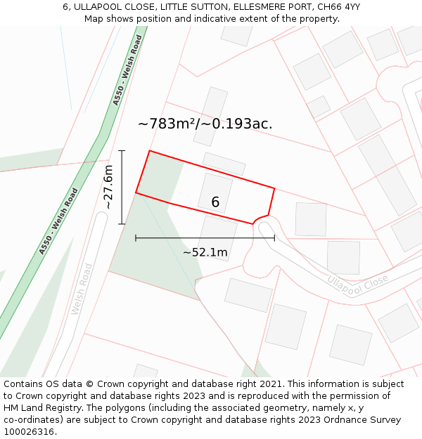 6, ULLAPOOL CLOSE, LITTLE SUTTON, ELLESMERE PORT, CH66 4YY: Plot and title map