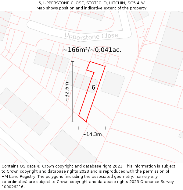 6, UPPERSTONE CLOSE, STOTFOLD, HITCHIN, SG5 4LW: Plot and title map