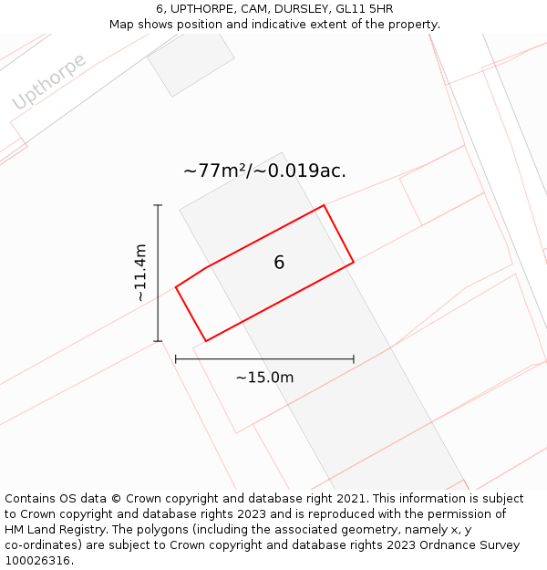 6, UPTHORPE, CAM, DURSLEY, GL11 5HR: Plot and title map