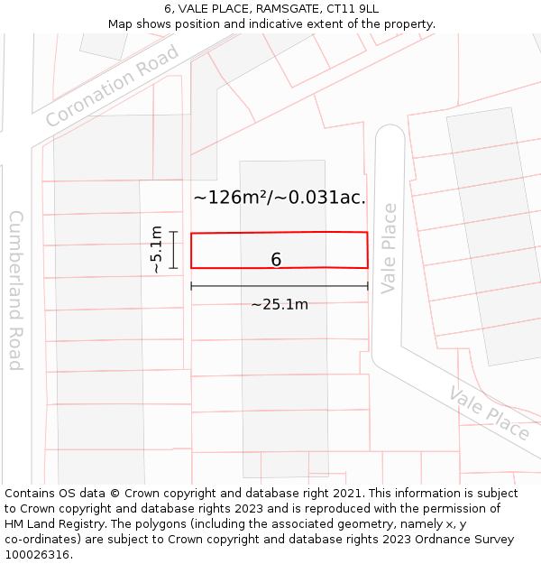 6, VALE PLACE, RAMSGATE, CT11 9LL: Plot and title map