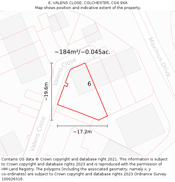 6, VALENS CLOSE, COLCHESTER, CO4 9XA: Plot and title map