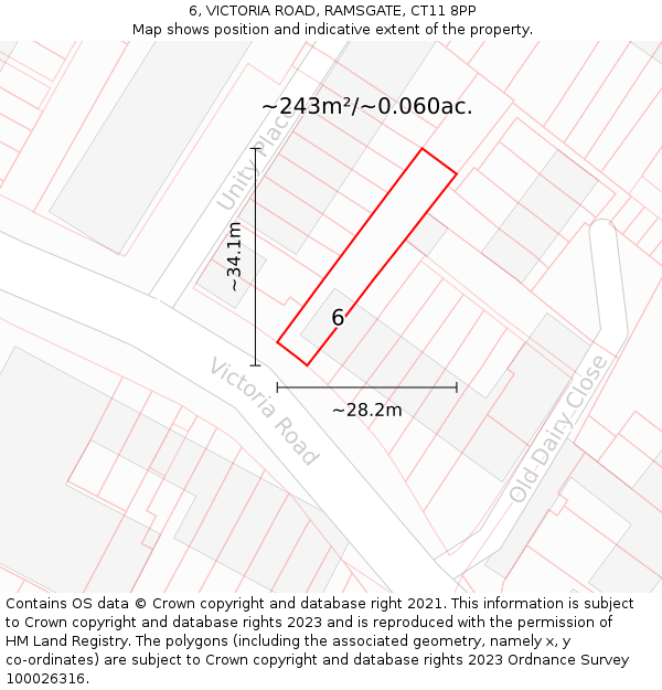 6, VICTORIA ROAD, RAMSGATE, CT11 8PP: Plot and title map