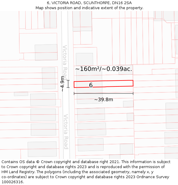 6, VICTORIA ROAD, SCUNTHORPE, DN16 2SA: Plot and title map