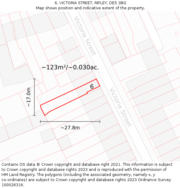 6, VICTORIA STREET, RIPLEY, DE5 3BG: Plot and title map