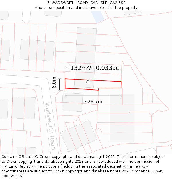 6, WADSWORTH ROAD, CARLISLE, CA2 5SF: Plot and title map