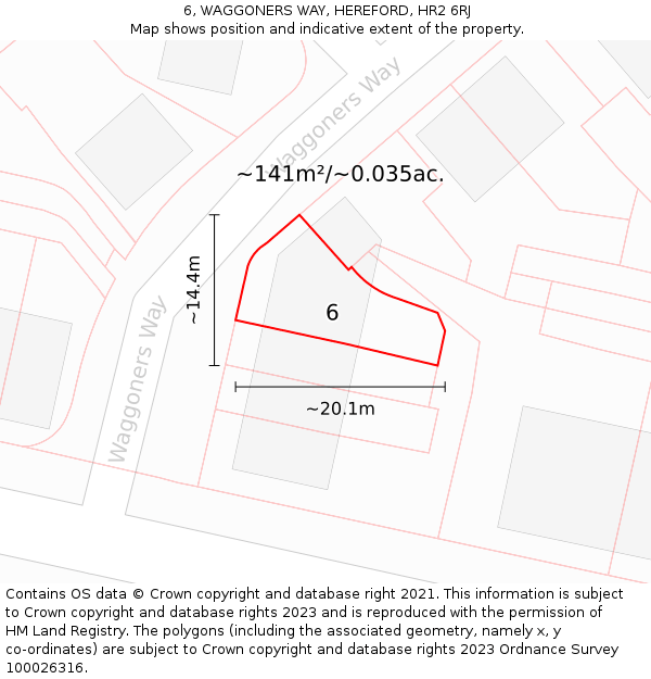 6, WAGGONERS WAY, HEREFORD, HR2 6RJ: Plot and title map