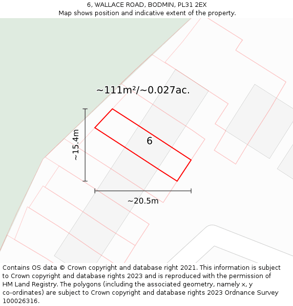 6, WALLACE ROAD, BODMIN, PL31 2EX: Plot and title map