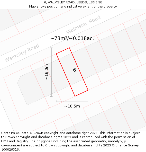 6, WALMSLEY ROAD, LEEDS, LS6 1NG: Plot and title map