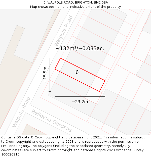 6, WALPOLE ROAD, BRIGHTON, BN2 0EA: Plot and title map