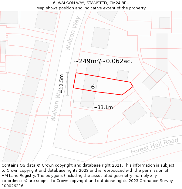 6, WALSON WAY, STANSTED, CM24 8EU: Plot and title map