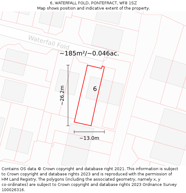 6, WATERFALL FOLD, PONTEFRACT, WF8 1SZ: Plot and title map