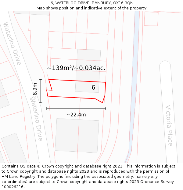 6, WATERLOO DRIVE, BANBURY, OX16 3QN: Plot and title map