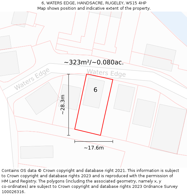 6, WATERS EDGE, HANDSACRE, RUGELEY, WS15 4HP: Plot and title map
