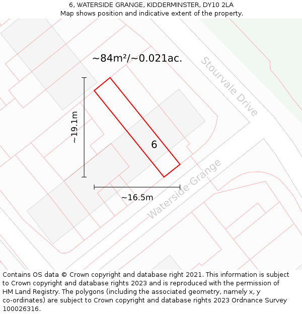 6, WATERSIDE GRANGE, KIDDERMINSTER, DY10 2LA: Plot and title map