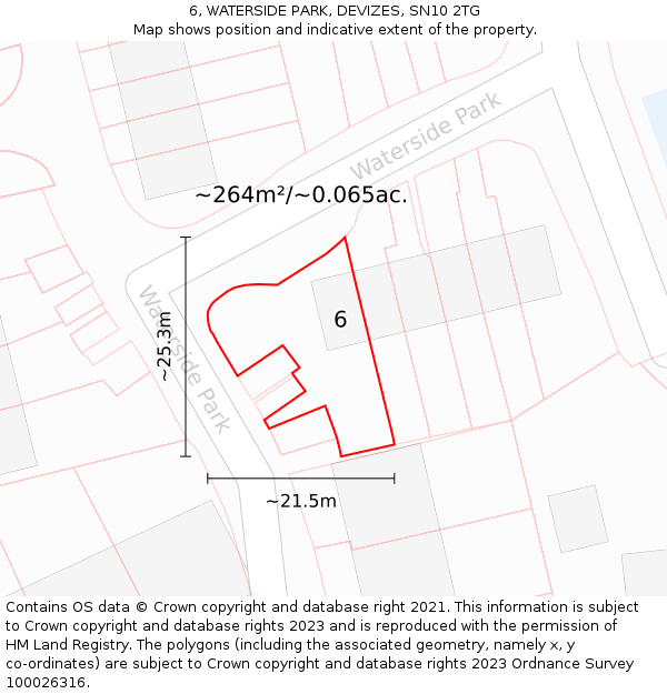 6, WATERSIDE PARK, DEVIZES, SN10 2TG: Plot and title map