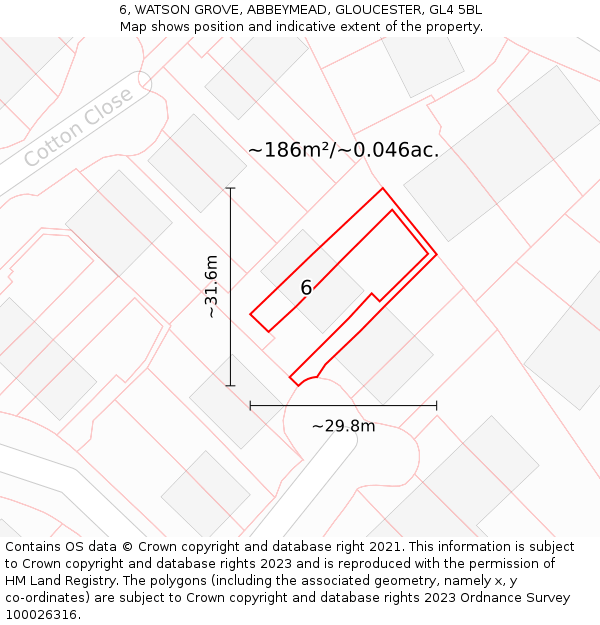 6, WATSON GROVE, ABBEYMEAD, GLOUCESTER, GL4 5BL: Plot and title map