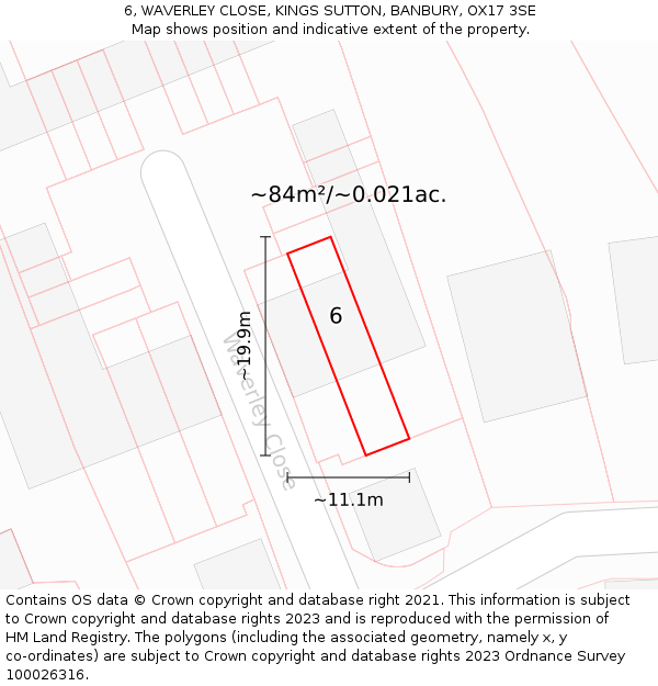 6, WAVERLEY CLOSE, KINGS SUTTON, BANBURY, OX17 3SE: Plot and title map