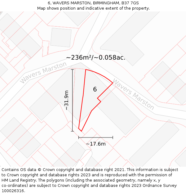 6, WAVERS MARSTON, BIRMINGHAM, B37 7GS: Plot and title map