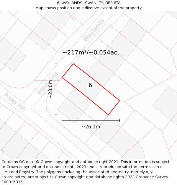 6, WAYLANDS, SWANLEY, BR8 8TA: Plot and title map